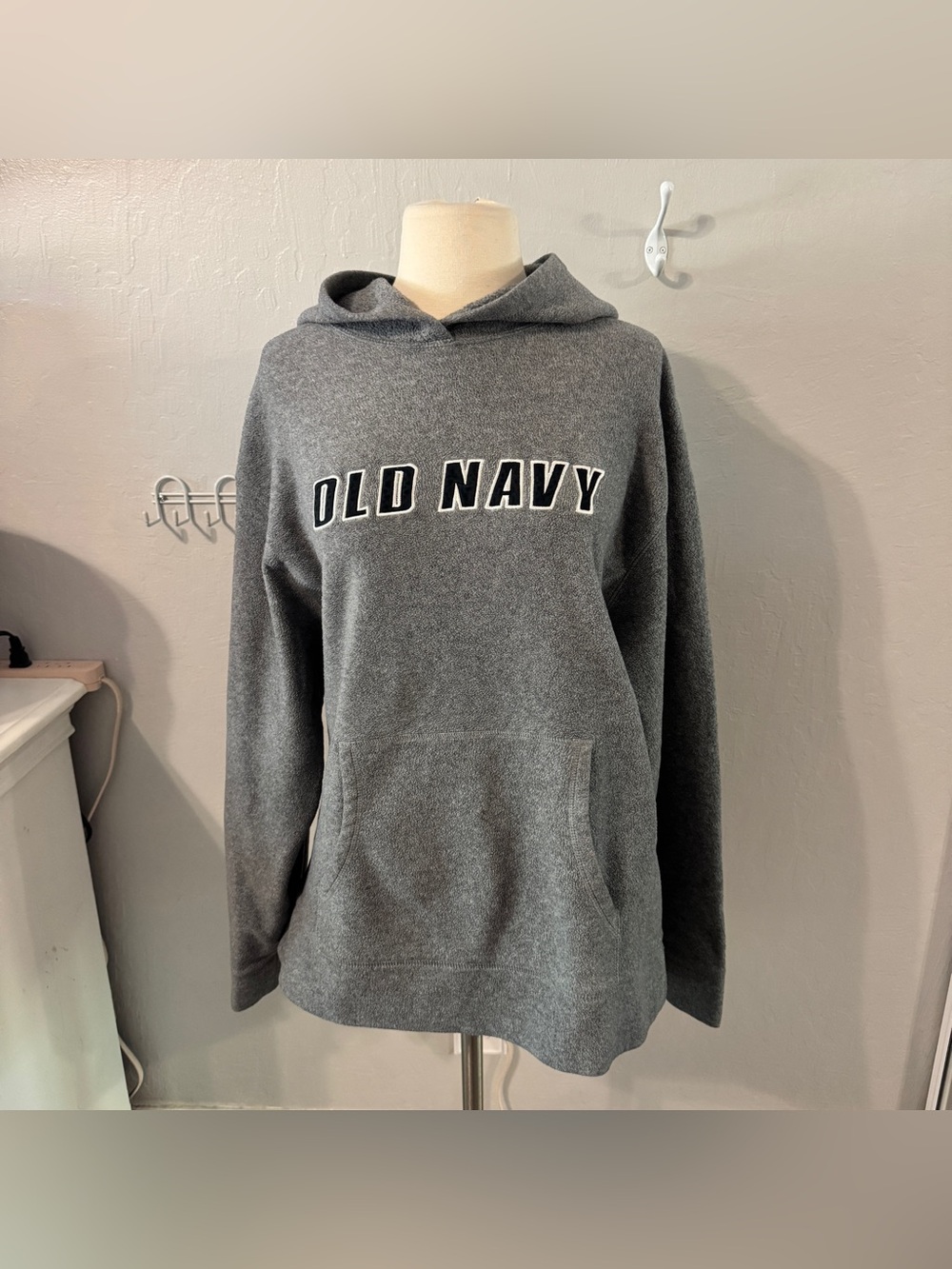 Y2K Old Gray Fleece Pullover Hoodie